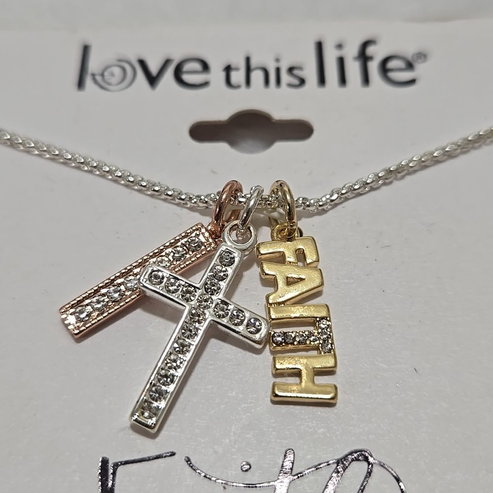 Love This Life Silver Plated Faith Necklace